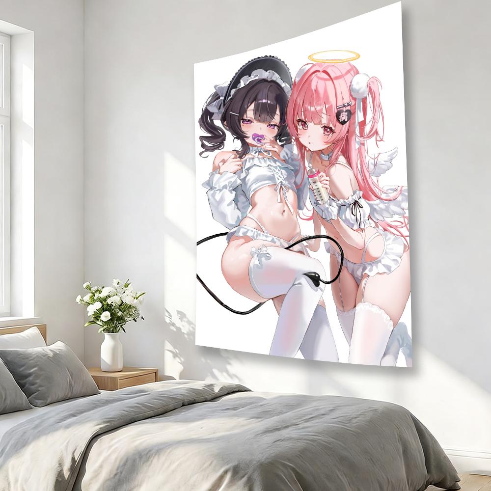 HD 2D Anime Girl Cosplay Theme Tapestry Wall Hanging for Room Bedroom Dorm Decor Flat Print Perfect Birthday Gift for Friends