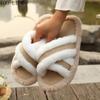 Women Cross Strap Fluffy Slippers Patchwork Platform House Shoes Non-Slip Comfortable Indoor Outdoor