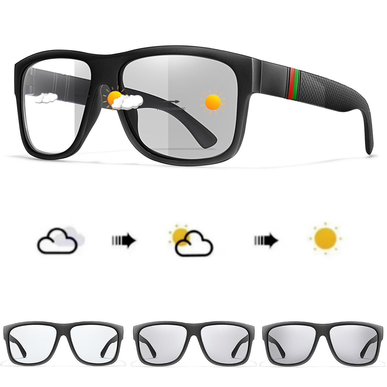 

Photochromic Sunglasses For Men Women Classic Square Shades For Daily Outfit Outdoor Sports Cycling Color Change Dark Eyewear