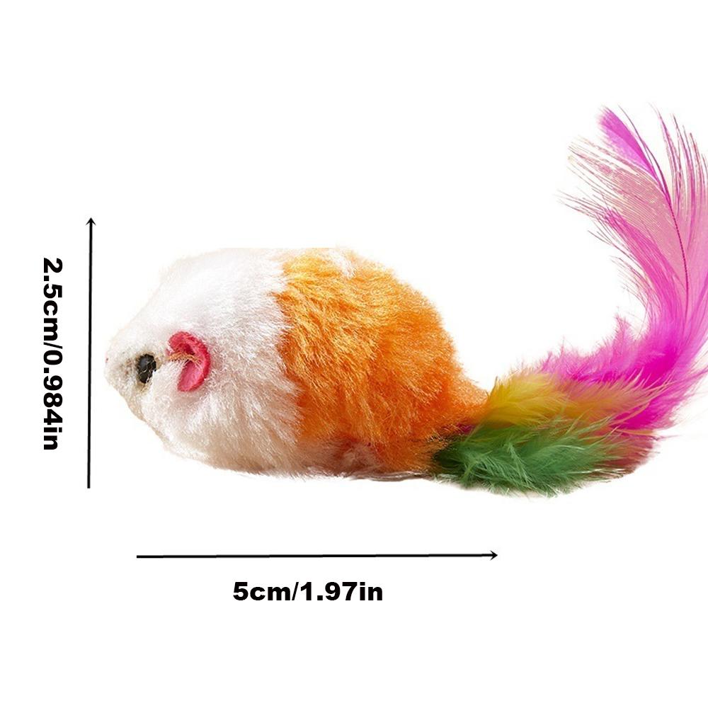 Interactive Pets Cat Toy Cute Soft Fleece Colorful Feather False Mouse Funny Playing Training Supplies for Kittens Cats
