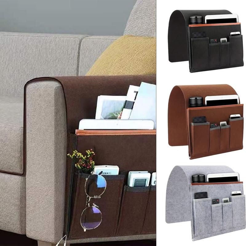 Household Armchair Caddy Felt Couch Recliner Armrest Organizer For Tablet Cell Phone Remote Control Hanging Storage Bag