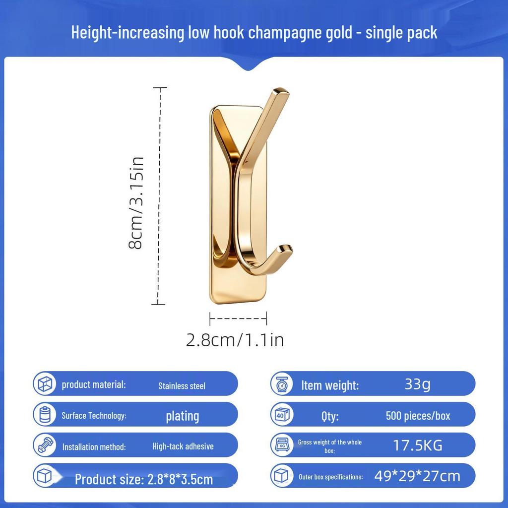 Punch-Free Strong Adhesive 304 Stainless Steel Wall Hook
