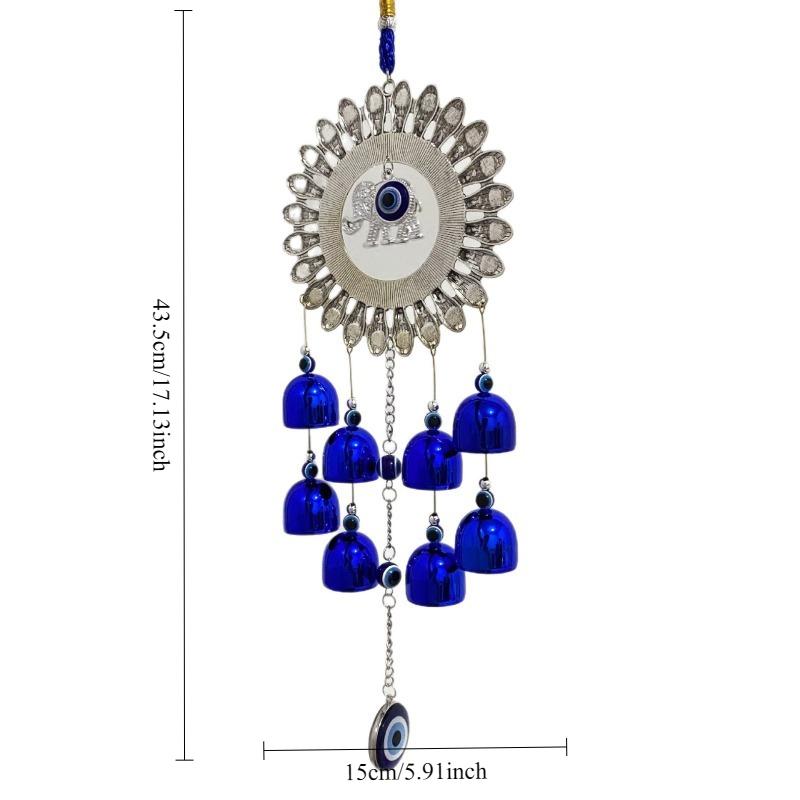 1pcs Evil Eye Metal Wind Chimes with Bells Owl Hand Elephant Design Hanging Pendant for Garden Patio Home Decor