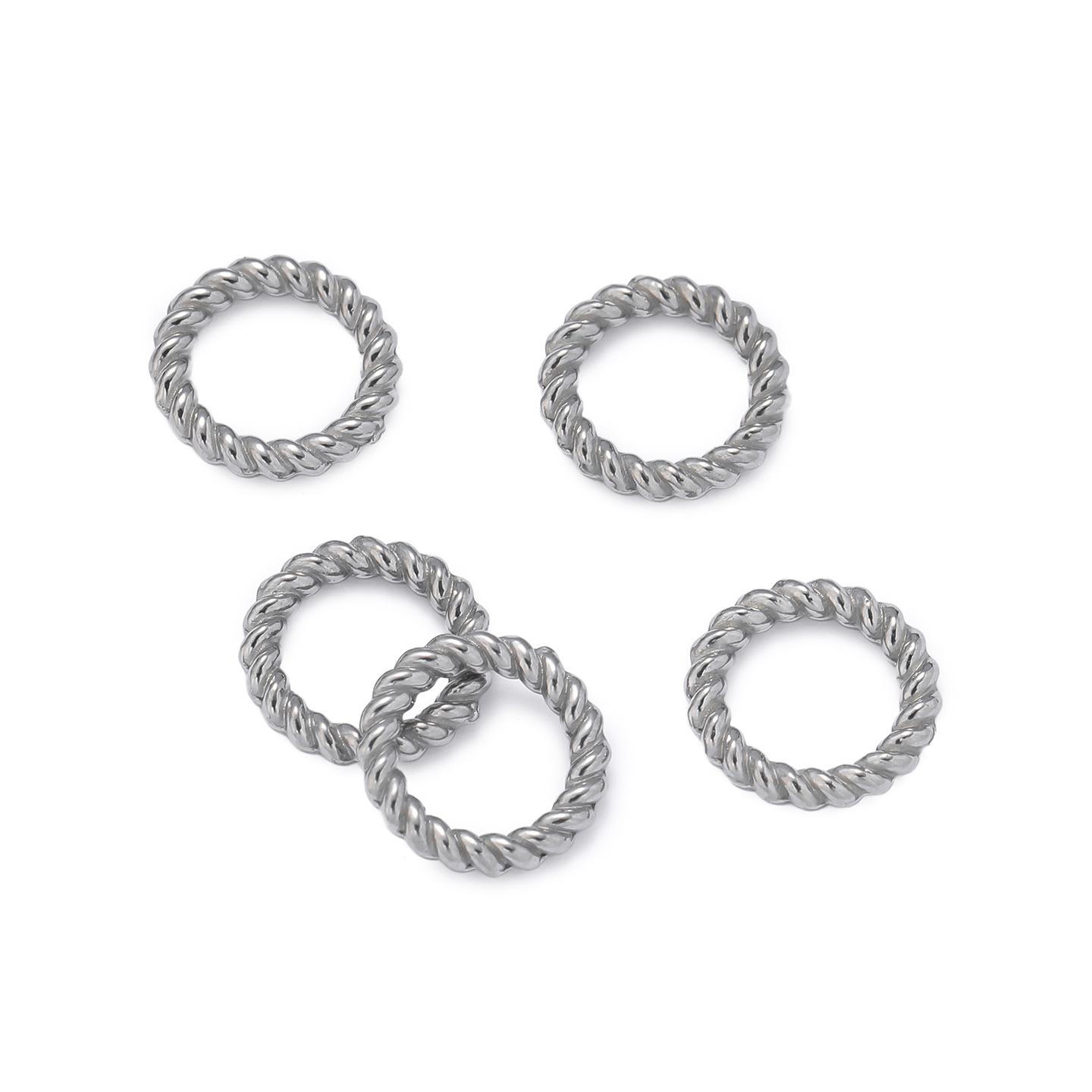 

10pcs Stainless Steel 6 8 10mm Twist Rope Circle Connector Closed Jump Rings Split Ring Thick for DIY Jewelry Making Supplies 6mm