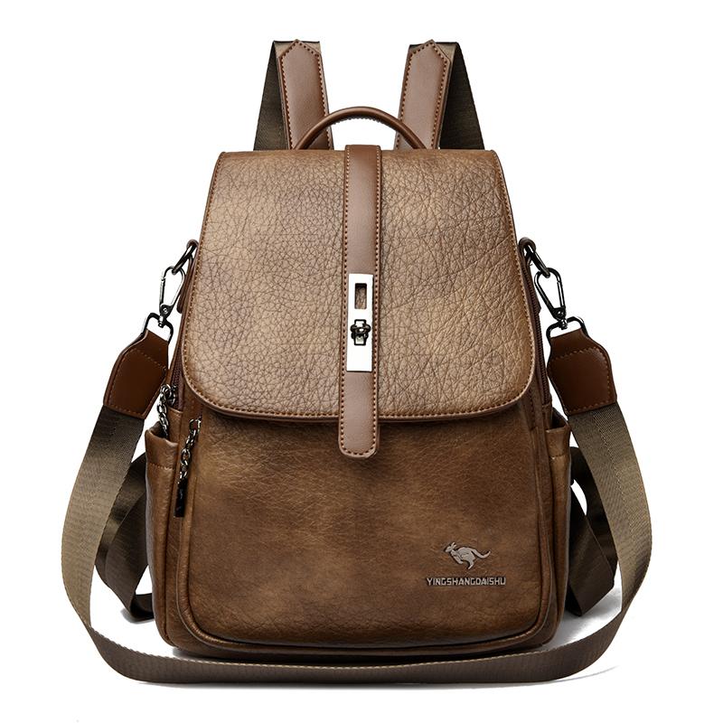 Faux Leather Backpack for Women Vintage Mini Bag with Adjustable Strap Crossbody Design