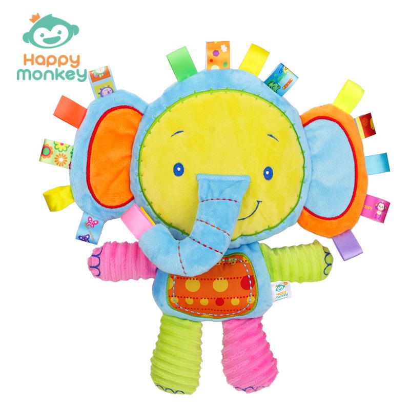 Happy Monkey Baby Plush Rattle - Soft Soothing Toy for Newborns