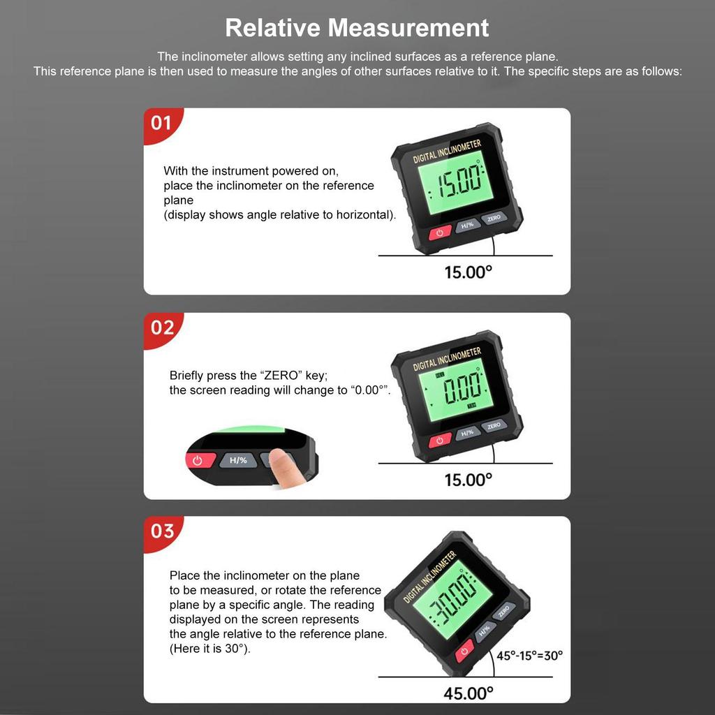 Digital Inclinometer 4-Side Measuring Tool With Backlight Magnetic Angle Gauge For Woodworking Golf Home Renovation Door