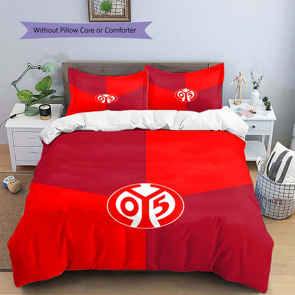 FSV Mainz 05 Pattern Bedding Quilt Set Home Decoration Gift (1 * duvet cover + 2 * pillowcase without core)