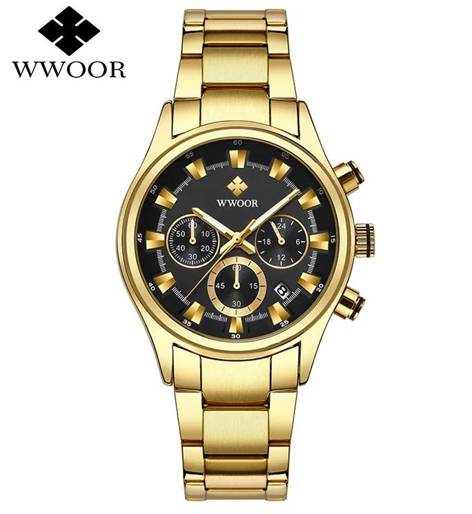 WWOOR Luxury Military Watch for Men Waterproof Luminous Date Chronograph Man Watch Sport Quartz Stainless Steel Men's Watches