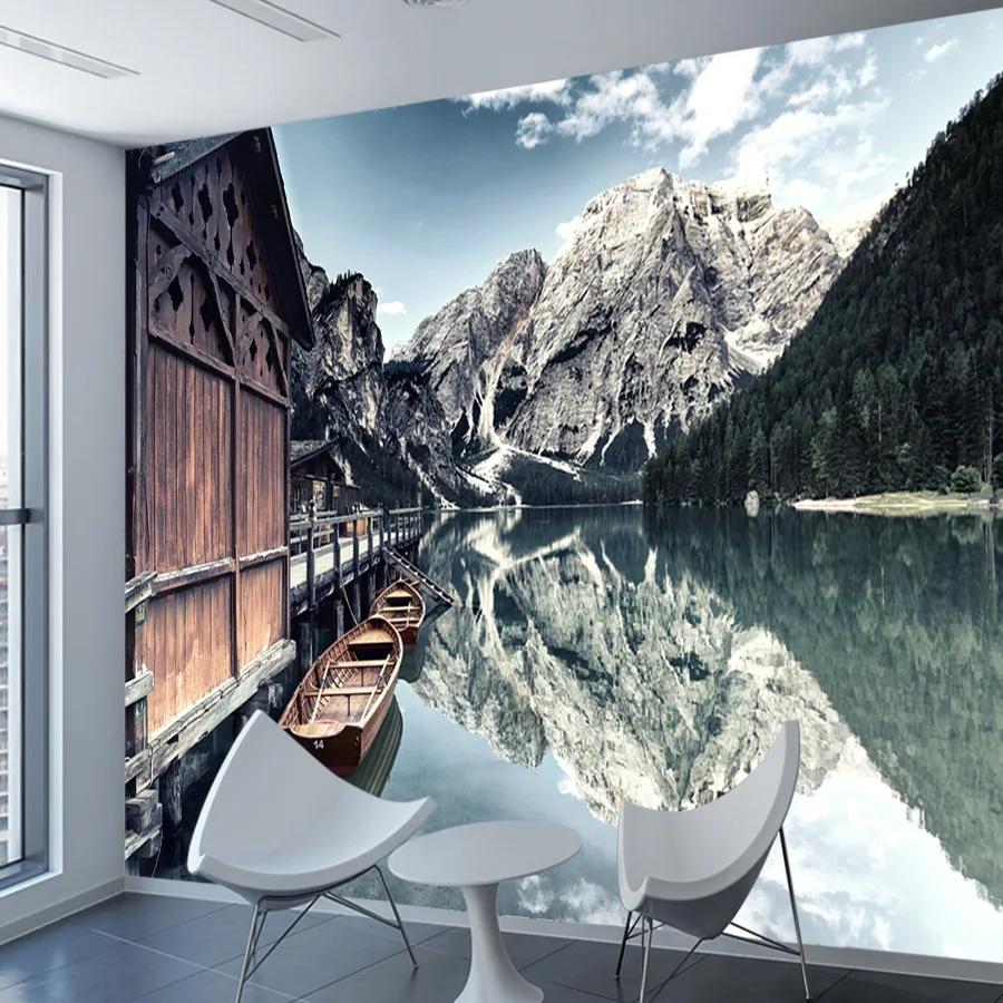 Lakeside Old Wooden House Wallpaper Living Room Children's Room Nursery Mural Home Decoration Wallpaper