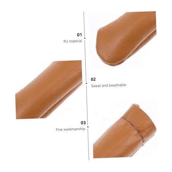SEWACC Felt Finger Protector Finger Cot Thimble PU Leather Set of 10 Thumb Finger Wool Felt Handicraft Sewing Embroidery Craft Tool Quilting Handmade