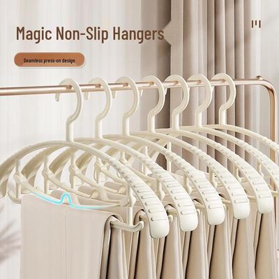 No-Bump Anti-Slip Clothes Hanger with Pants Clip - Prevents Shoulder Marks for Household Drying