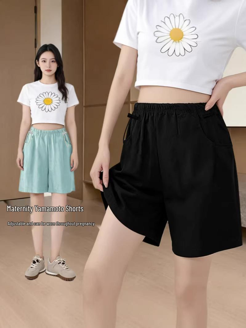 

Petite Quick-Dry Maternity Summer Shorts - Thin, Casual Five-Point Yamamoto Style XL (65-75 kg) чорний