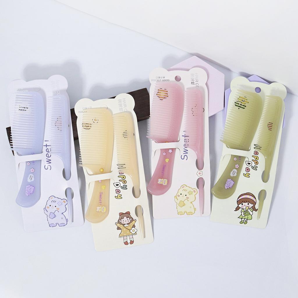 2pcs/Comb Set Cartoon Animal Children's Hairdressing Comb Tip Tail Women's Portable Anti Static Plastic Comb
