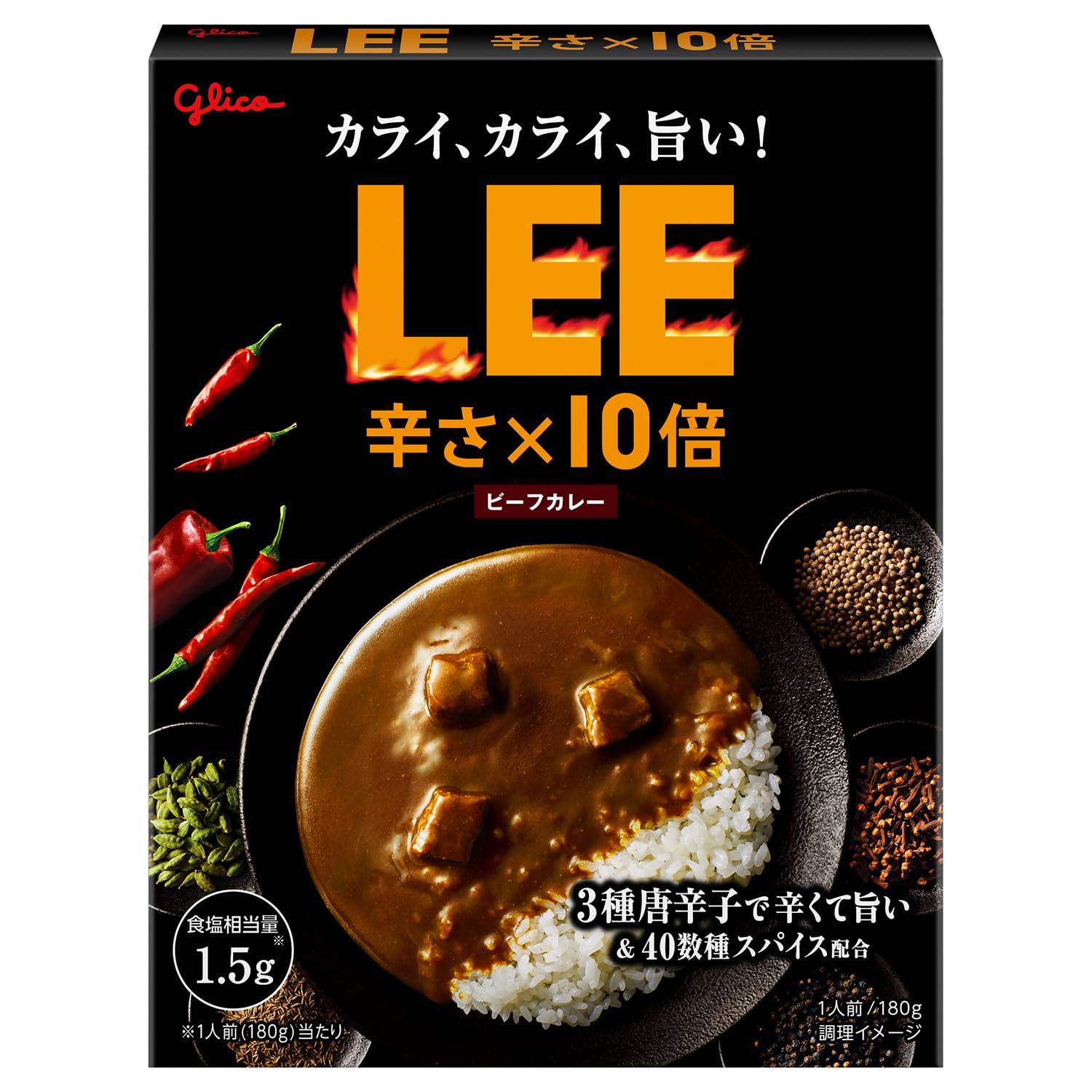 LEE Говядина 10x 180г x 10 Ezaki Glico Карри, Острое, пачки, (Супер Острый/Очень Острый/Горячий/Острый/Комнатная Температура/Готовый к Употреблению/Разнообразные Пакетики/Ли)