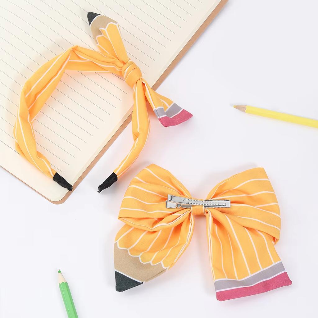 2PCS Cute Kawaii Back To School Hair Accessories For Girls Children Headpiece Accessories Hair Clips With Bow Penance Headband