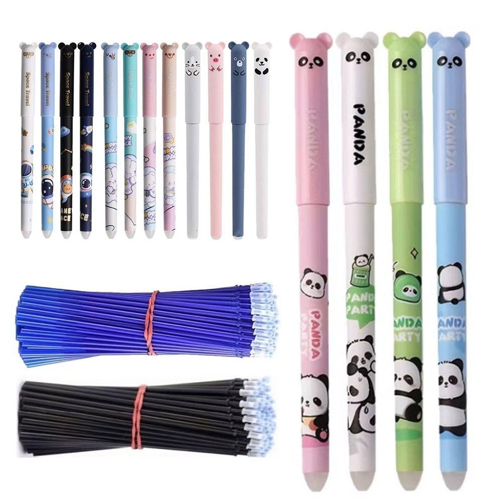 24PCS/Set 0.5mm Erasable Pen Black/Blue Ink Sign Pen Cartoon Ballpoint Pen  Students