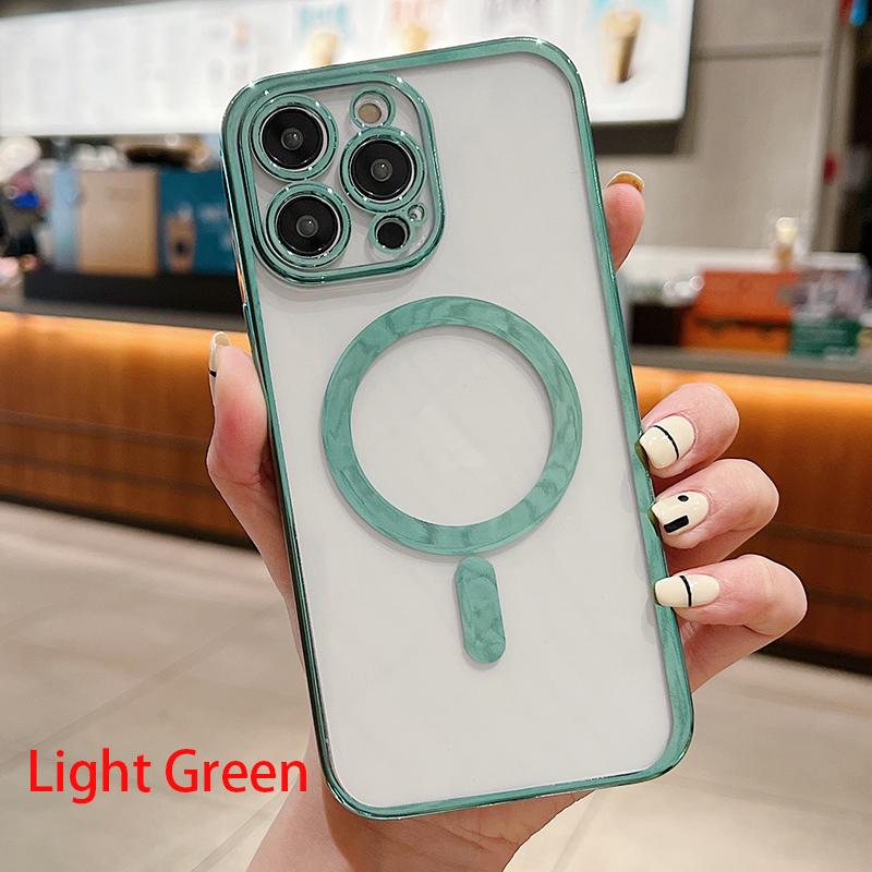 Luxus-Beschichtung Klar Magnetisch Für Magsafe Kabelloses Ladegehäuse Für iPhone 11 13 12 14 Pro XS Max X XR 8 Plus Weiche Silikonhülle
