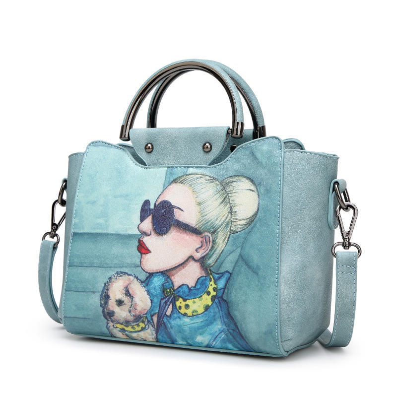 Hochwertige, modische und vielseitige Umhängetasche mit großem Fassungsvermögen, eine Handtasche mit Cartoon-Muster für Mädchen