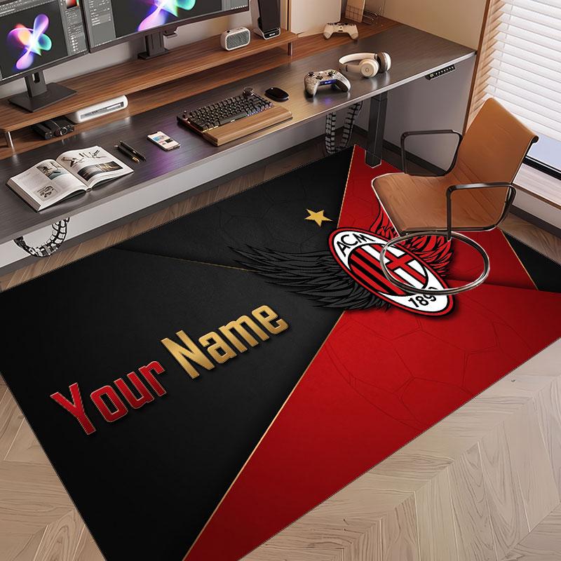 Custom Rug AC Milan Pattern Print Name Text Soft Non‑Slip Floor Carpet for Home Indoor Decoration