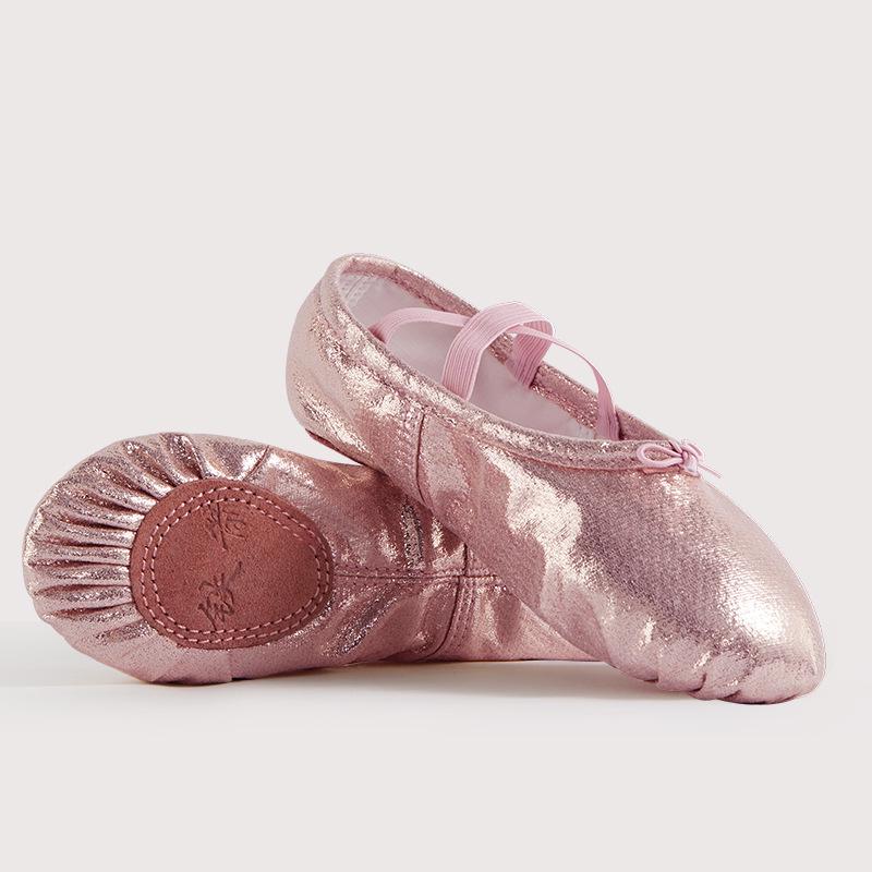 Rosa Ballett-Tanzschuhe für Mädchen: Weiche Sohle, Rutschfest, Kristall-Design, Kleinkind- bis Kindergrößen