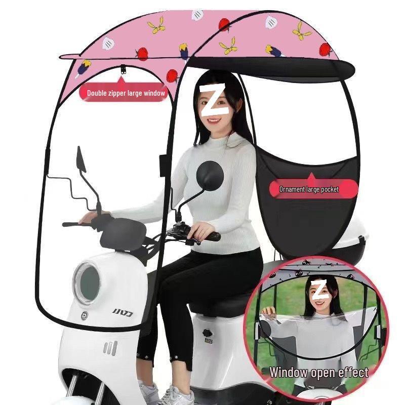Detachable Electric Vehicle Canopy: Thickened Windshield Sunshade Umbrella Awning