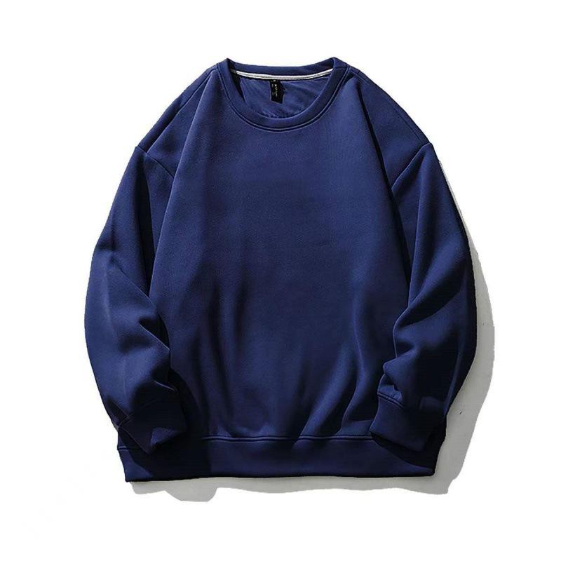 Women's Simple Loose Pure Cotton Brown Round Neck Thin Hoodie with Plus Velvet, Solid Color, Long Sleeve, Suitable for Spring, Autumn, and Winter.