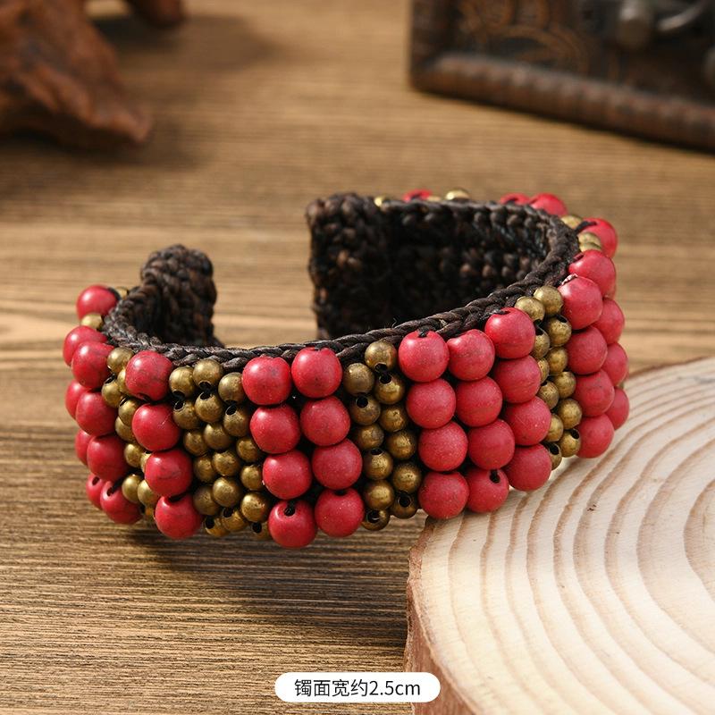 Heavy industry woven natural stone bracelet Bohemian retro exotic female personality Tibetan bracelet accessories