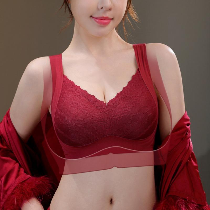 Seamless Soft Support Lace Lifting Bra Comfortable and Push-up Jelly-like Cup Bra
