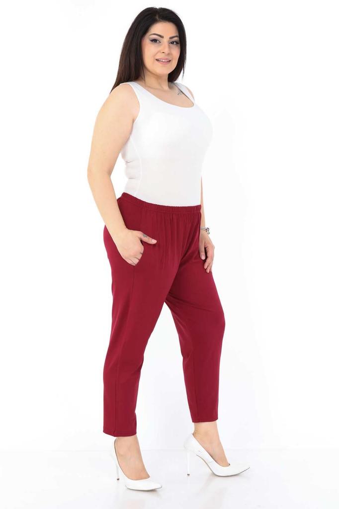Women's Style Plus Size Pants Burgundy Stretch Trousers