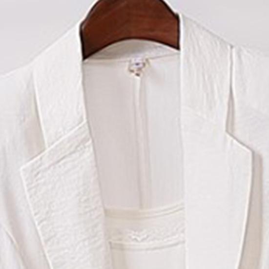 Office Lady Blazer Jednolity kolor Luźna Wiosna Jesień Długie rękawy Klapy Kieszenie Garnitury Płaszcz do biura