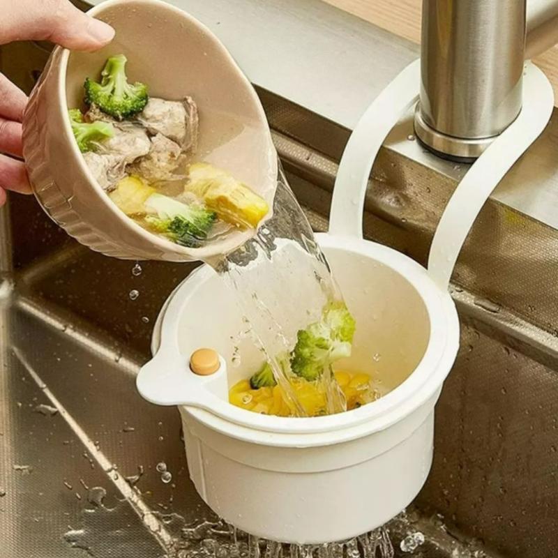1Pcs Hangable Sink Drain Basket Press Pour Filter Design Non-slip Kitchen Colander for Home Kitchen Food Scrap Disposal