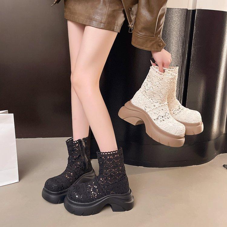 Thick-soled Martin Boots Women's 2025 New Summer Mesh Hollow Breathable Short Boots Small Fashionable Versatile Cool Boots Women