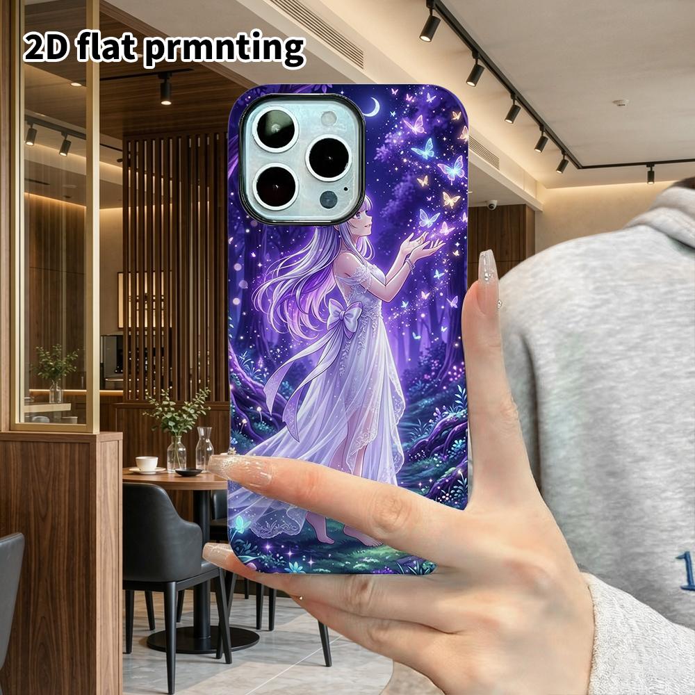 Phone Case: 2D Flat Design Suitable for iPhone 18, 17, 16, 15, 14, 13 Pro Film Protective Case, Couple Style, Butterfly Girl, Christmas and Halloween