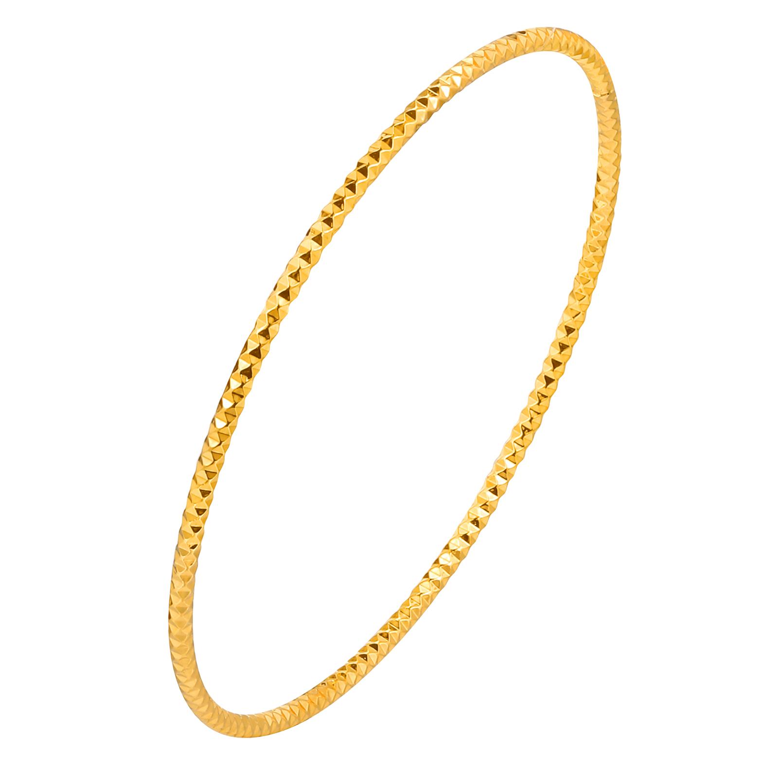 

Women Bangle Bracelet Stainless Steel, 18k Gold Plated 2mm Stackable Glossy Thin Jewelry