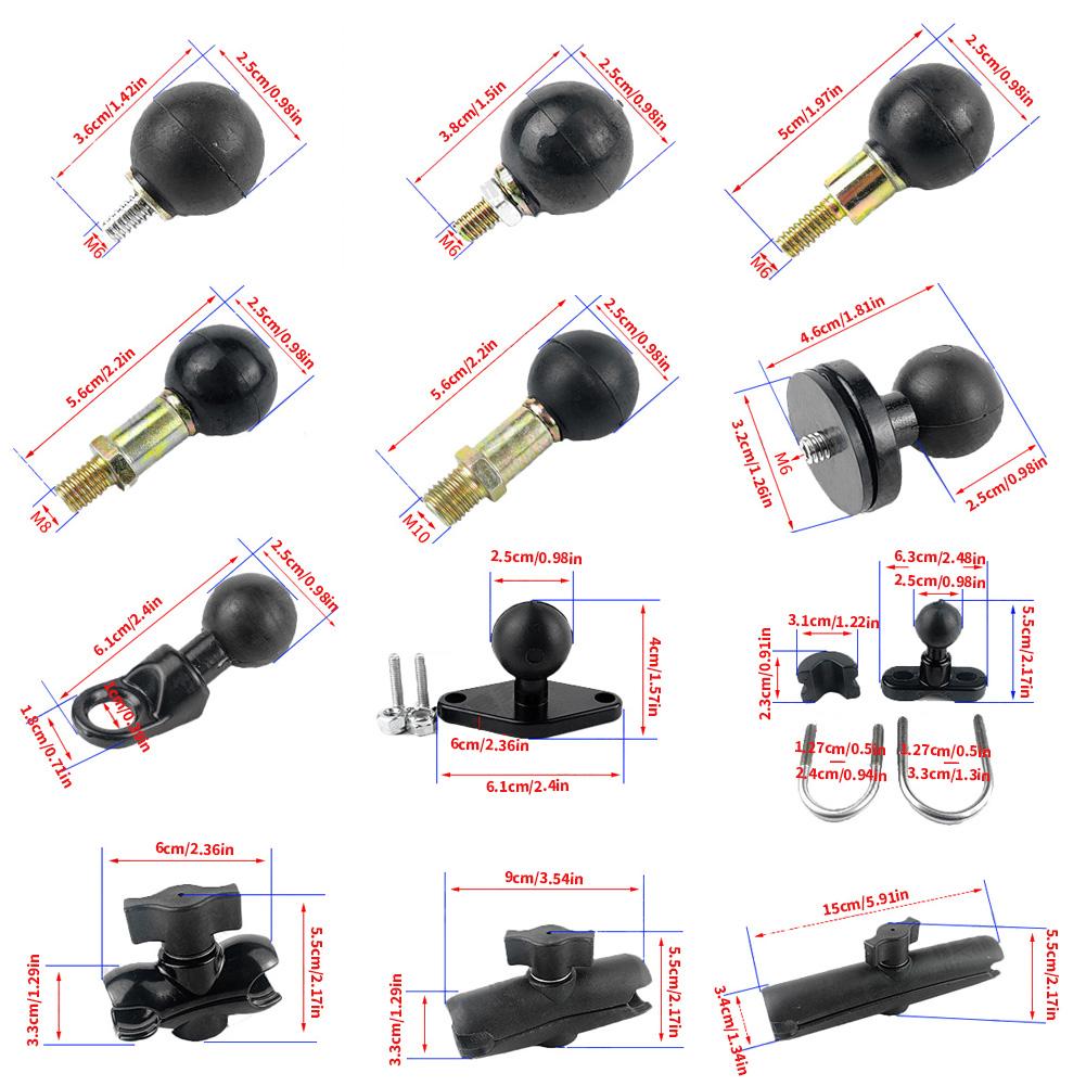 Motorcycle Car Headrest 1'' Inch Ball Head For GPS Phone Holder Mount M6 M8 M10 Base for Camera Phone Accessories