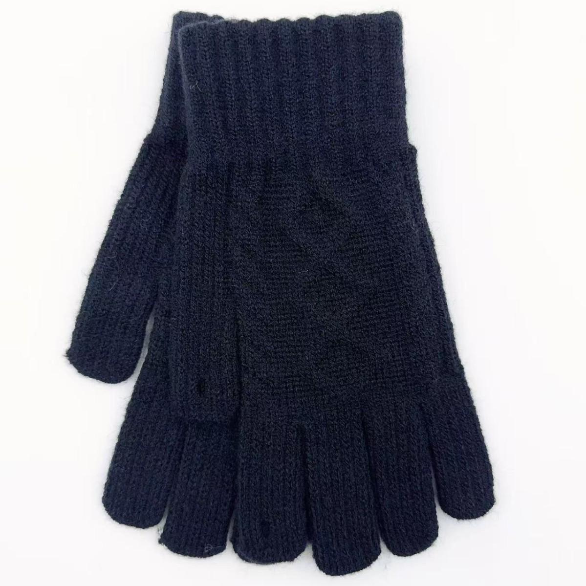 

Unisex Wool Jacquard Argyle Touchscreen Gloves: Warm, Thick, Two-Finger Open for Riding One Size чорний