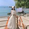 Open Waist Holiday Dress New Design Sense Waist Thin Sleeveless Neck Long Dress Women's Summer
