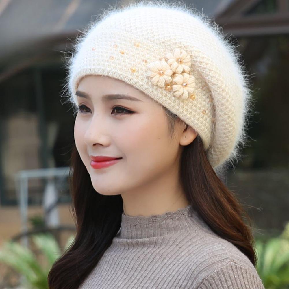 

Зимняя шапка женская утолщенная теплая вязаная для среднего и пожилого возраста тренд шапка из кроличьего меха модная женская шапка average size (55-58CM)