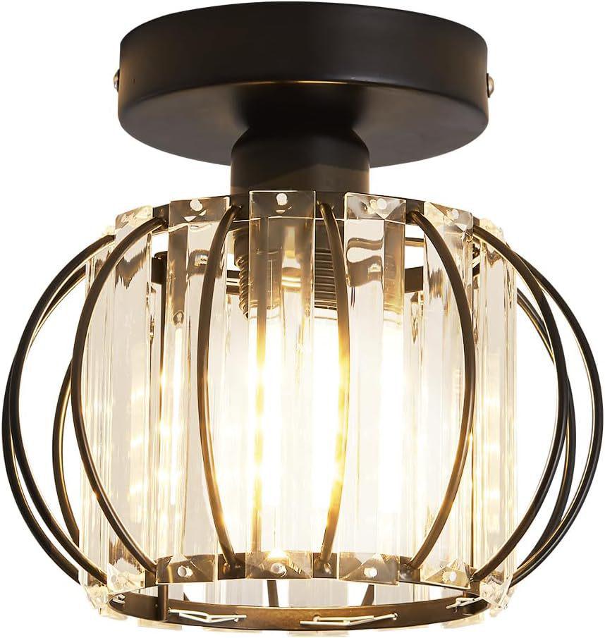 Modern Crystal Ceiling Light - LED Pendant for Hallway, Bedroom, or Balcony No Light Source