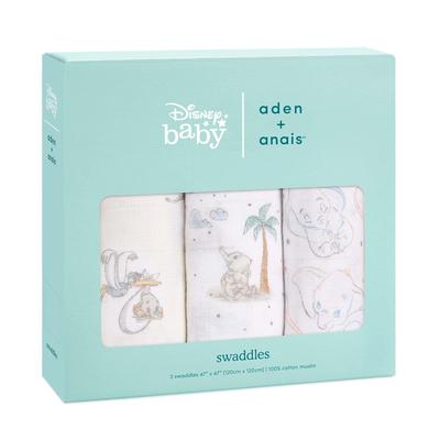 Aden anais Aiden and Anais Pieluszka Dumbo Zestaw 3 120 x 120cm Wzór Disney Pieluszka Muślinowa Bawełniana Pieluszka Noworodek SWADABDASWC30004DIJ +