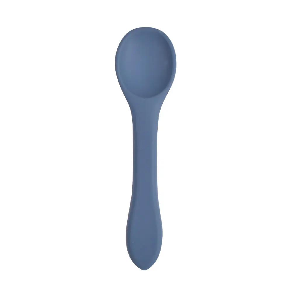 1PCS Full Silicone Spoon For  Utensils Food Grade Silicone Free Dishes Feeding Set Easy To Rinse  Tableware