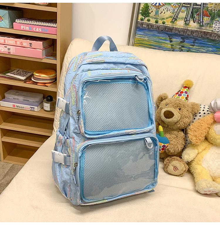 Schoolbag New Transparent Backpack Lightweight and Simple Junior High School Student Schoolbag Japanese Leisure Large Capacity Cute Pain Bag