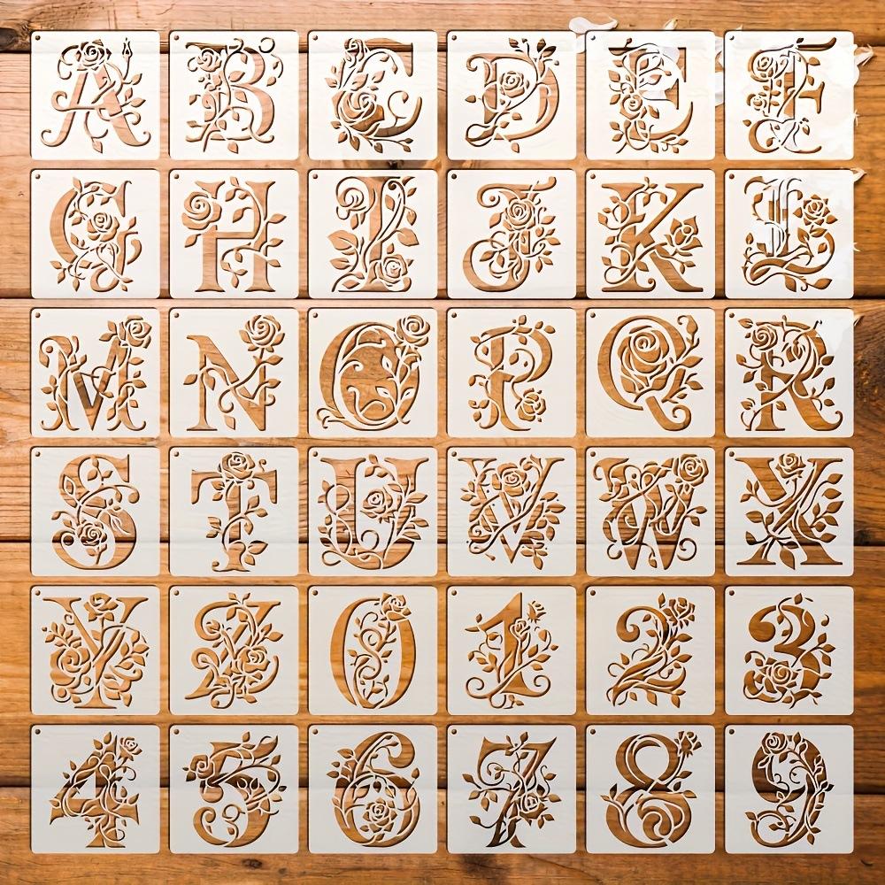 Reusable Letter Templates Sturdy Floral Alphabet Stencils Hollow Graffiti Template Washable Rose Painting Stencils For Office