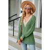 Autumn and Winter Lace V-neck Contrasting Contrasting Slit Loose Long-sleeved T-shirt Tops for Women