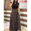Floral Print Patchwork Short Sleeve Bohemian Dress Women Summer Dress O Neck Big Swing Long Dresses