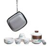 Kung Fu Travel Tea Set Portable Set Tea Bowl Outdoor Travel Camping Tea Drinking Equipment a Pot of Three Cups of White Porcelain