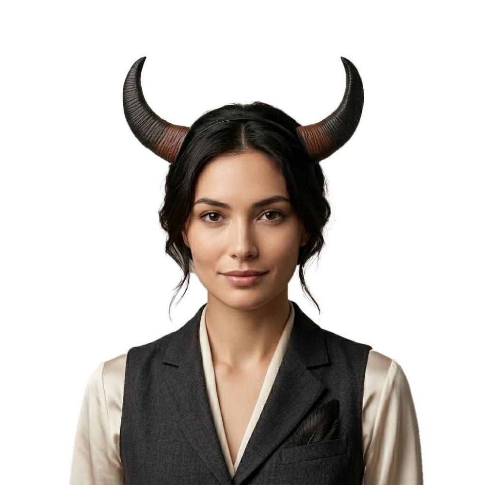 Cosplay Demon Horns Headwear Gothic Cow Horn Hair Hoop Halloween Devil Headband Photo Props
