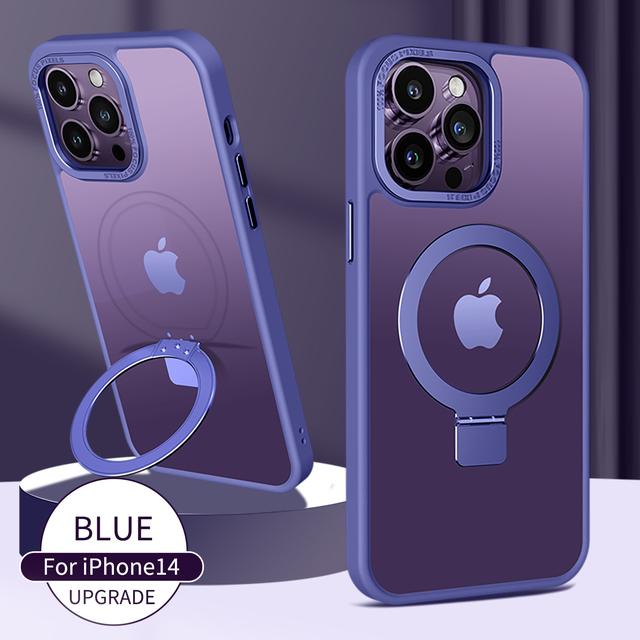 Skin Feel Matte Magsafe Stand Holder Phone Case For Iphone 14 12 11 13 Pro Max 14 Plus Metal Camera Protection Translucent Cover