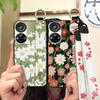 Anti-dust Wristband Phone Case For ZTE Blade V40S/Axon40 SE Flower Durable Fashion Design Ring Back Cover Silicone